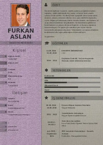 Endüstri Mühendisi CV Örnekleri cv indir